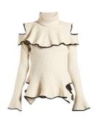 Alexander Mcqueen Roll-neck Ruffle-trimmed Wool-blend Sweater
