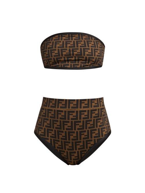 Matchesfashion.com Fendi - Ff High Rise Bikini Set - Womens - Black Multi