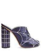 Marco De Vincenzo Spider's Web-embroidered Satin Mules