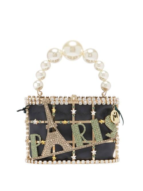 Ladies Bags Rosantica - Holli Paris Crystal-embellished Cage Handbag - Womens - Navy Multi