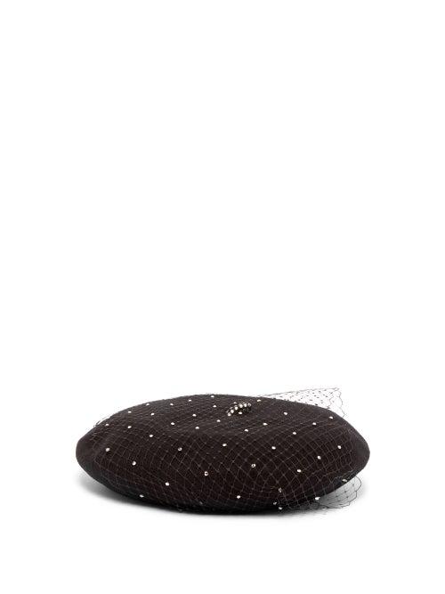 Matchesfashion.com Benot Missolin - Swarovski Crystal Embellished Wool Beret - Womens - Black