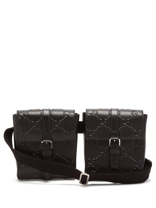 Matchesfashion.com Gucci - Gg-embossed Perforated-leather Belt Bag - Mens - Black