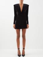 Alexandre Vauthier - Ruched Velvet Mini Dress - Womens - Black