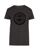 Matchesfashion.com Balmain - Cotton Logo T Shirt - Mens - Dark Grey