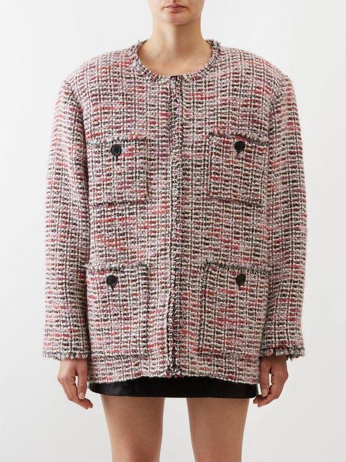 Isabel Marant - Dianaza Patch-pocket Boucl-tweed Jacket - Womens - Pink Multi