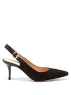 Matchesfashion.com Gianvito Rossi - Square-toe Suede Slingback Pumps - Womens - Black