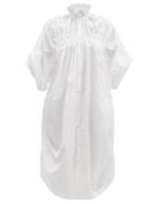 Matchesfashion.com Noir Kei Ninomiya - Ruched Cotton-poplin Midi Dress - Womens - White