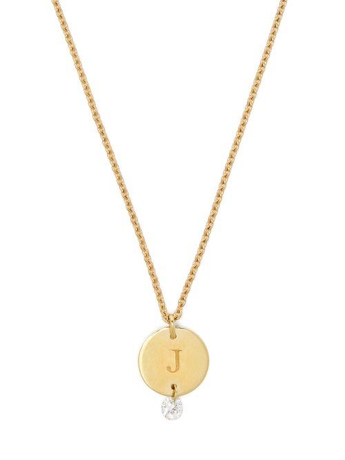 Matchesfashion.com Raphaele Canot - Set Free 18kt Gold & Diamond J Charm Necklace - Womens - Gold