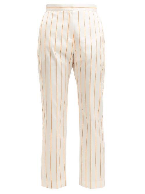 Matchesfashion.com Maison Rabih Kayrouz - Mid Rise Cropped Striped Trousers - Womens - White Multi