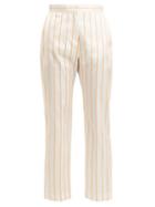 Matchesfashion.com Maison Rabih Kayrouz - Mid Rise Cropped Striped Trousers - Womens - White Multi
