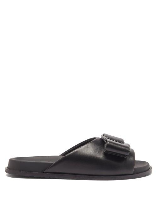 Salvatore Ferragamo - Virgil Leather Slides - Womens - Black