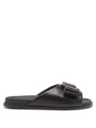 Salvatore Ferragamo - Virgil Leather Slides - Womens - Black