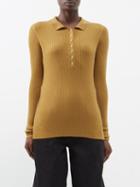 Raey - Responsible Merino Wool Knitted Polo Shirt - Womens - Dark Tan