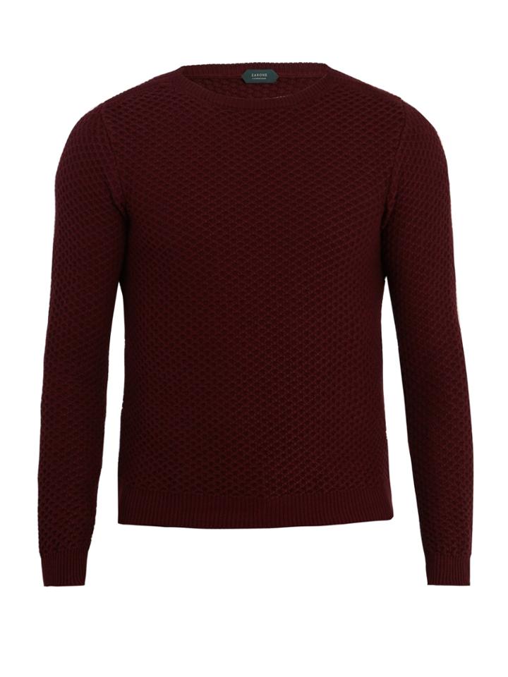 Zanone Crew-neck Waffle-knit Sweatshirt
