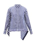 Sacai - Striped Eyelet Bandana-print Cotton-poplin Shirt - Womens - Blue Stripe