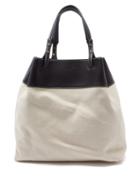 Matchesfashion.com Bottega Veneta - Quad Leather Trimmed Canvas Tote Bag - Womens - Cream Multi