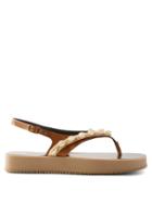 Acne Studios - Barcelo Shell-embellished Leather Flatform Sandals - Mens - Brown