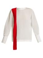 Matchesfashion.com Stella Mccartney - Stripe Panel Silk Crepe De Chine Top - Womens - White Multi