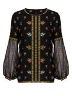 Andrew Gn Floral-embroidered Silk-crepe Blouse