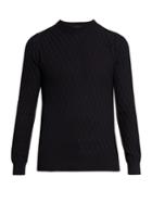 Lanvin Crew-neck Diamond Cable-knit Cotton Sweater
