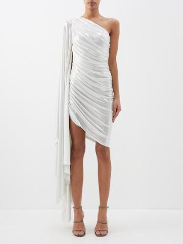 Norma Kamali - Diana One-shouldered Lam-jersey Dress - Womens - Silver White