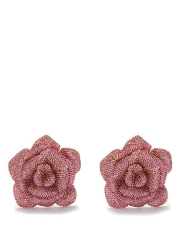 Begum Khan - La Rosa 24kt Gold-plated Clip Earrings - Womens - Burgundy