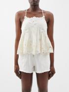 Sea - Lysa Floral-embroidery Cotton Cami Top - Womens - Ivory