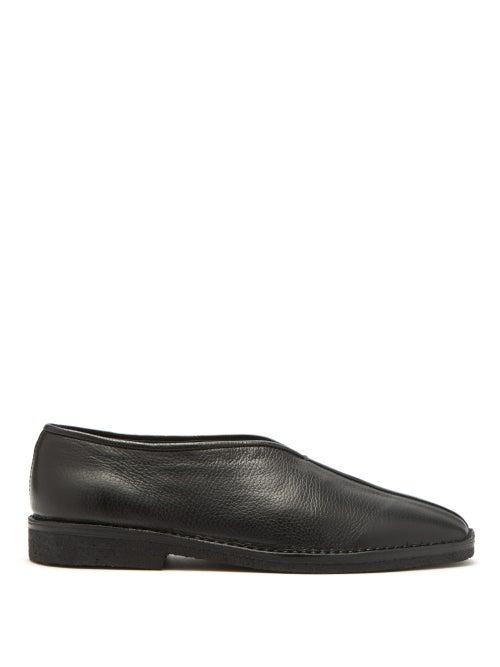 Matchesfashion.com Lemaire - Grained Leather Slippers - Mens - Black