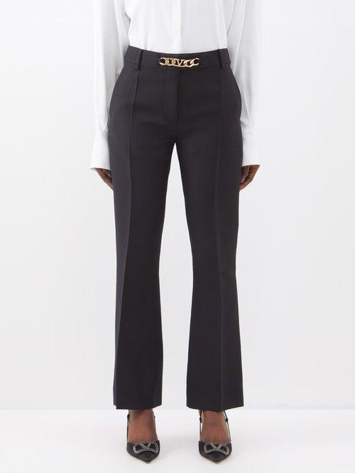 Valentino - Crepe Couture V-logo Chain Tailored Trousers - Womens - 01bk