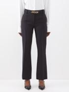 Valentino - Crepe Couture V-logo Chain Tailored Trousers - Womens - 01bk