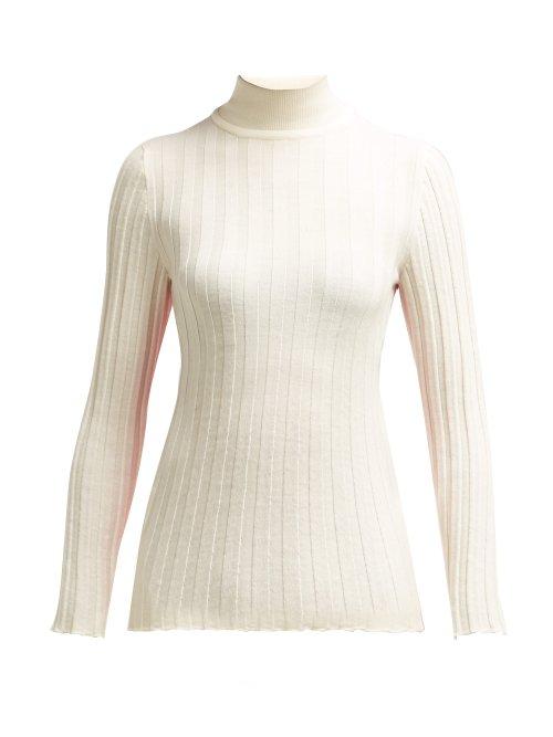 Matchesfashion.com Marni - Contrast Panel Wool Sweater - Womens - Ivory Multi