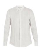 Matchesfashion.com Brunello Cucinelli - Striped Linen Shirt - Mens - White