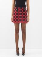 Alessandra Rich - Tartan Jacquard-knit Mini Skirt - Womens - Red