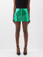 The Attico - Rue Sequinned Mini Skirt - Womens - Emerald