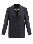 Matchesfashion.com Mm6 Maison Margiela - Single-breasted Pinstriped Canvas Blazer - Womens - Navy Stripe