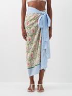 Agua By Agua Bendita - Lavanda Floral-print Voile Sarong - Womens - Green Print