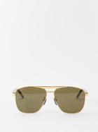 Gucci - Aviator Metal Sunglasses - Womens - Green Gold