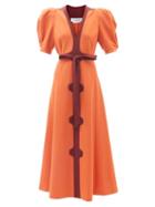 Gabriela Hearst - Onda Puff-sleeve Wool-blend Dress - Womens - Orange Multi