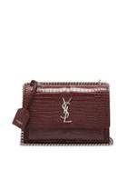 Matchesfashion.com Saint Laurent - Sunset Medium Croc Effect Leather Cross Body Bag - Womens - Burgundy