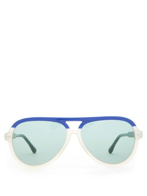 Isabel Marant Eyewear - Tri-colour Acetate Aviator Sunglasses - Womens - Blue Multi