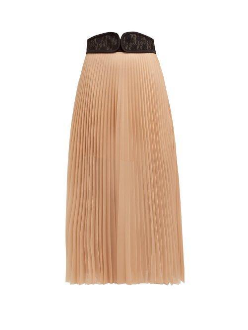 Matchesfashion.com Christopher Kane - C String Belt Pleated Chiffon Midi Skirt - Womens - Nude