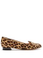 Matchesfashion.com Charlotte Olympia - Kitty Leopard Print Calf Hair Flats - Womens - Brown Multi