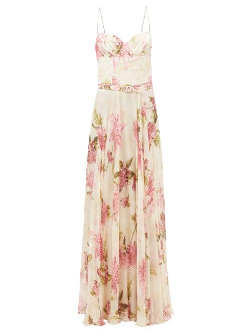 Raquel Diniz - Capri Floral-print Chiffon Maxi Dress - Womens - Purple Multi