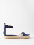 Gianvito Rossi - Suede Flatform Espadrilles - Womens - Navy