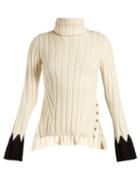 Matchesfashion.com Alexander Mcqueen - Roll Neck Ribbed Sweater - Womens - Ivory