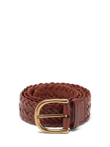 Mens Accessories Tom Ford - Woven-leather Belt - Mens - Brown