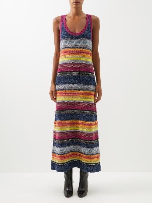 Chlo - Striped Upcycled-cashmere Knitted Maxi Dress - Womens - Multi