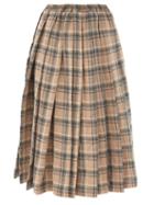 Matchesfashion.com Zanini - Plaid Pleated Linen Skirt - Womens - Blue Multi