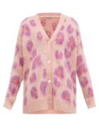 Matchesfashion.com Miu Miu - Leopard Intarsia Mohair Blend Cardigan - Womens - Pink Multi