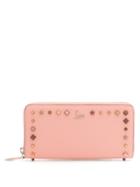 Matchesfashion.com Christian Louboutin - Panetton Embellished Zip Around Leather Wallet - Womens - Pink Multi